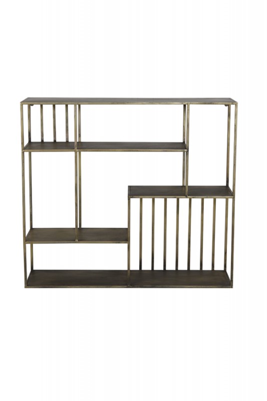 WALL METAL SHELF ANTIQUE GOLD 90